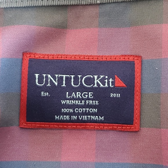 UNTUCKit Altamura WF Men's Button Up Shirt Large Long Sleeve Blue Red Plaid - Picture 9 of 14